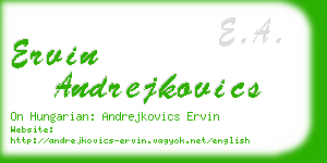 ervin andrejkovics business card
